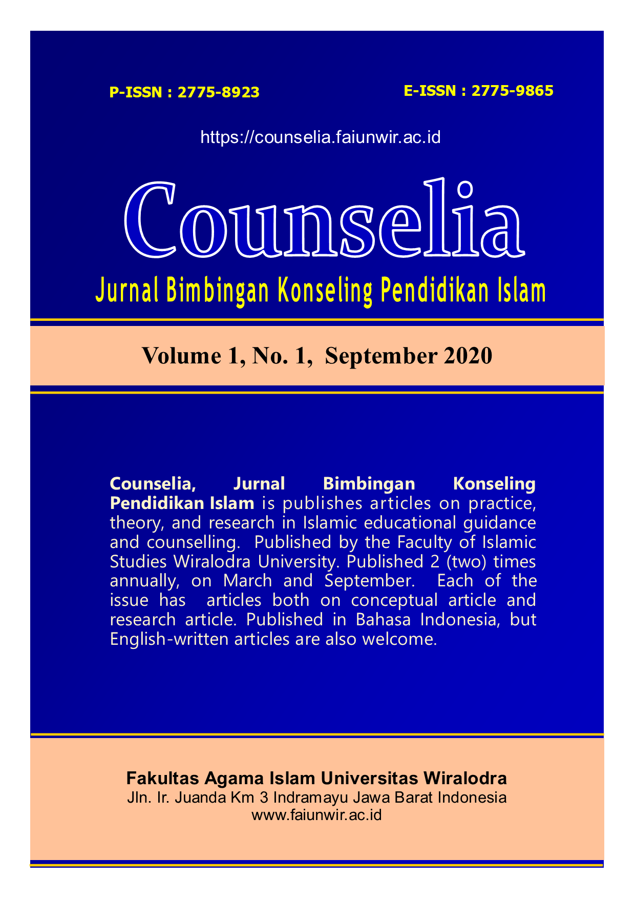 					View Vol. 1 No. 1 (2020): Counselia Jurnal Bimbingan dan Konseling Pendidikan Islam
				