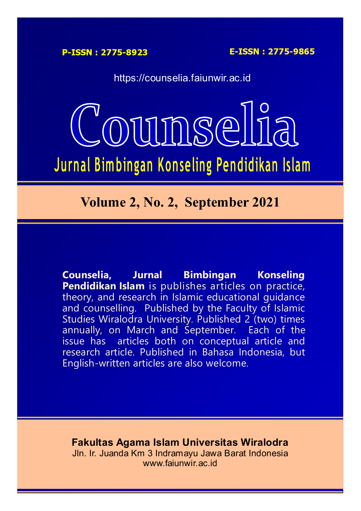 					View Vol. 2 No. 2 (2021): Counselia Jurnal  Bimbingan dan Konseling Pendidikan  Islam
				