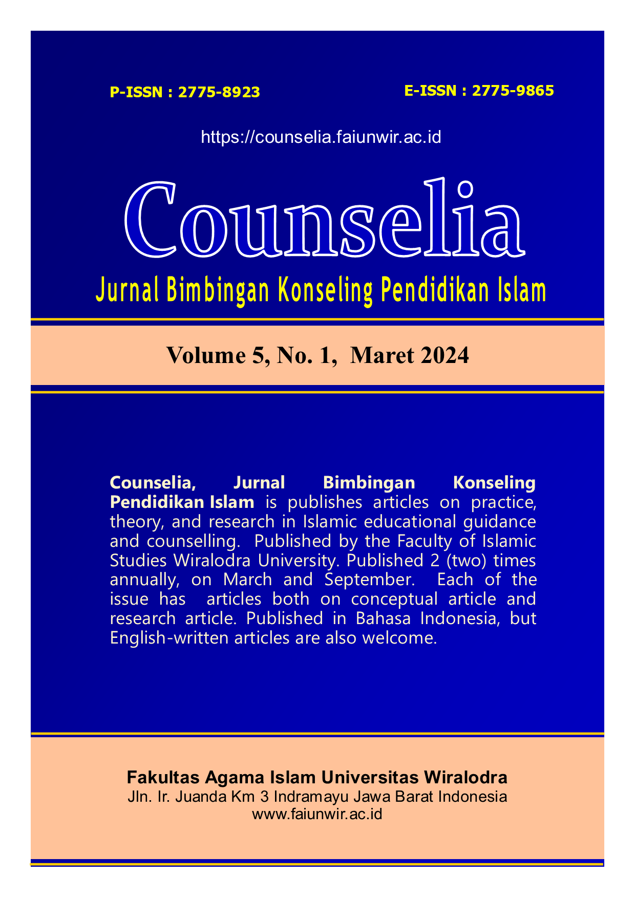 					View Vol. 5 No. 1 (2024): Jurnal Counselia; Bimbingan Konseling Pendidikan Islam
				